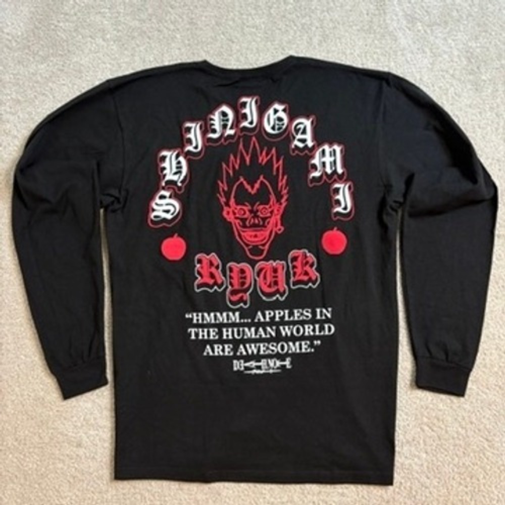 Death Note Ryuk‎ Anime Long Sleeve Graphic Print T-Shirt Black Size L